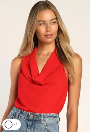 Red Cowl Neck Tank thumbnail 1