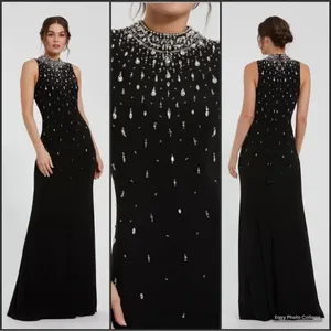 MAC DUGGAL 2260 Black High Neck Sleeveless Beaded Jersey Fitted Gown Size 6 thumbnail 2