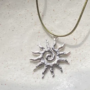 Handmade stainless steel sun boho retro vintage style necklace☀️ thumbnail 4