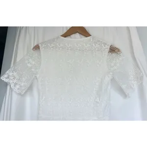 White Embroidered Floral Maxi Dress Flutter Sleeve Bridal Wedding Guest Fairy thumbnail 6