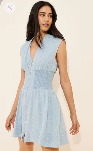 Anthropologie Tommie Smocked Front Zip Mini Shirt Dress thumbnail 1