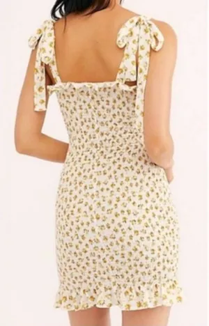 Free People Yellow Floral Mini Dress thumbnail 1