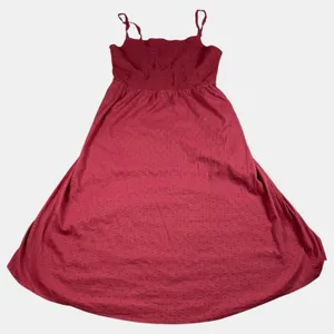 Old Navy Red Smocked Textured Clip-Dot Fit & Flare Cami Midi Dress Women's Large thumbnail 3