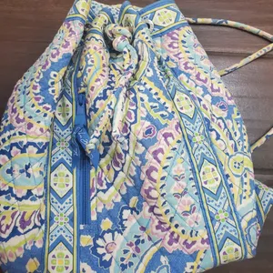 Vera Bradley backpack in blue purple and green . Very clean thumbnail 1
