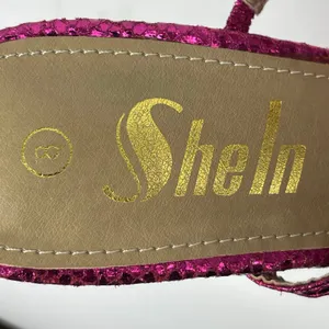 SheIn Women's Purple Fuzzy Fur Pointed Toe Slip On Gold Stiletto Heels Sandals 8 thumbnail 5