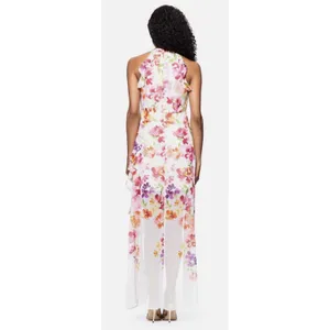 Betsy & Adam Pink Multi Floral Printed Chiffon Gown Size 4 $259 thumbnail 3