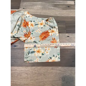 Sag Harbor Sage Green Floral Silk‑Cotton Wrap Skort Size 10 High‑Waist thumbnail 10