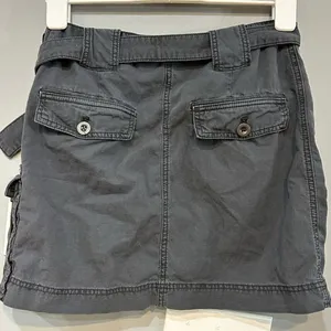 Free People Utility Cargo Mini Skirt Dark‎ Gray Belted Pockets Size 4 thumbnail 3