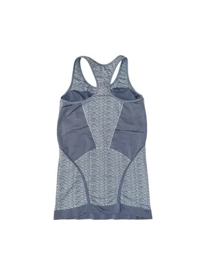 Title Nine Sz S Blue Geo Fitted Atheltic Shelf Bra Racerback Stretch Tank Top thumbnail 3