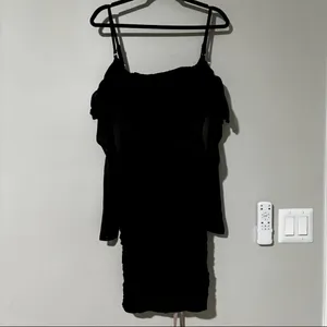 House of CB Freyja Satin Ruched Long Sleeve Body-Con Dress Size thumbnail 2