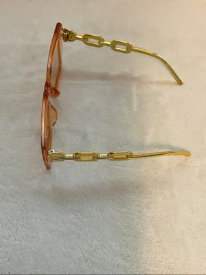 Women's Orange-Tinted Square Sunglasses with Gold Arms thumbnail 4