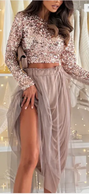 Margovil sequined top and mesh skirt thumbnail 4
