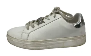 Aldo Women's White Leather Crystal Bow Lace Up Low Top Sneakers Shoes Size 8 thumbnail 1
