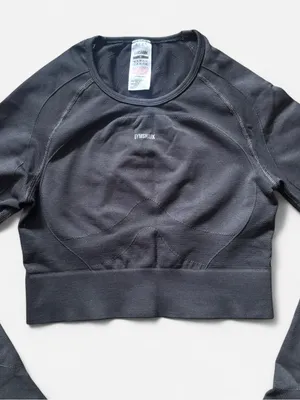 Gymshark Black Flex Sports Long Sleeve Crop Top Athletic Fitness Women’s Size M thumbnail 5