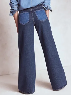 Boden Hotch Potch High Rise Wide Leg Jeans Two Tone Retro Denim Size 26R thumbnail 4