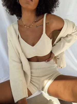 Princess Polly Nyla Bralette & Biker Short Set in Beige thumbnail 1