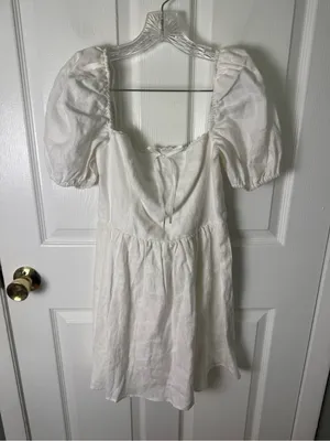 Reformation Malvina Linen Dress in White 6 thumbnail 2
