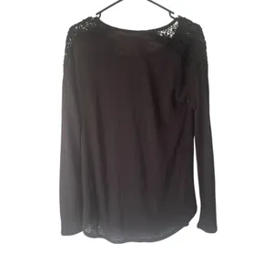 Element Women's Size Medium Black Crochet Semi Sheer Long‎ Sleeve Shirt thumbnail 6