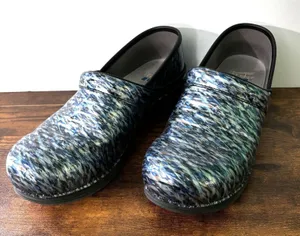 Dansko Pro LT Clogs Women's Size 10.5 US, 41 EU Blue Silver Black Patent Leather thumbnail 1