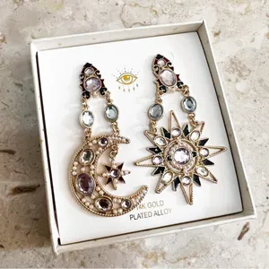 Eye Candy LA - Miya - Celestial Sun and Moon Statement Earrings thumbnail 7