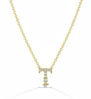 Francesca's 14K Gold Plated Cubic Zirconia Initial T Pendant Necklace thumbnail 1
