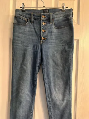J. Crew Women's Skinny Button-Fly Jeans in Medium Blue Wash thumbnail 2