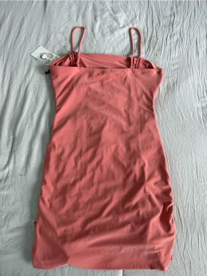 iris Coral Pink Ruched Mini‎ Dress thumbnail 3