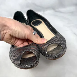Christian Dior Vintage Y2K Miss Dior Metallic Leather Open Toe Pump Heels Silver thumbnail 8