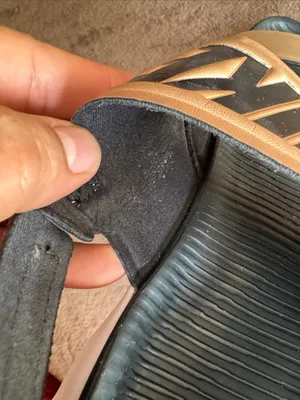 Nike Metallic Tan and Black Double-Strap Slide Sandals thumbnail 9