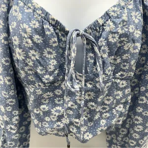 Wild Fable White Puff Sleeve Crop Blouse thumbnail 3