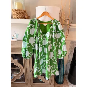 Kate Spade New York x Target Floral Puff Sleeve Mini Dress Green Large thumbnail 2