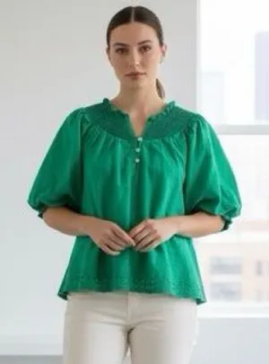 House of Harlow 1960 Puff‎ Sleeve Eyelet Top Small NWT thumbnail 1
