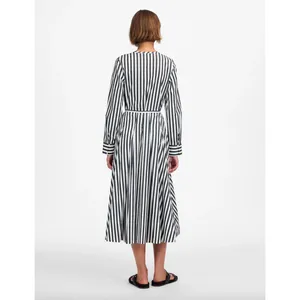 Madewell Tie Waist Midi Shirtdress in Stripe White Deep Forest Cotton US 10 NWT thumbnail 4