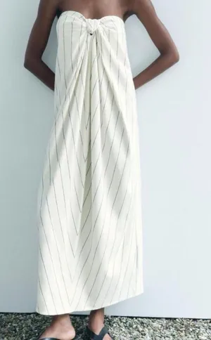 ZARA Knotted Striped Dress thumbnail 1