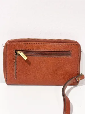 Fossil Brown Leather Full Zip Around Wristlet Wallet Multi Card thumbnail 4