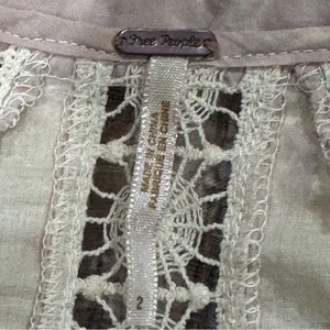 Free People Plaid Lace Button Up Shirt Top Women’s 2 thumbnail 2