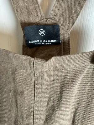 Miou Muse Taupe Linen-Blend Wide-Leg Overalls - Size M Women’s thumbnail 6