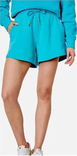 Weworewhat Aqua Blue Terry Cotton Relaxed Fit High Rise Pull On Sweat Shorts S thumbnail 1