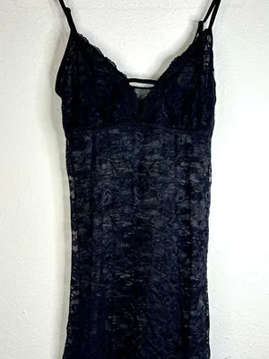 Black Sheer Lace Slip Dress - Size Small thumbnail 3