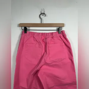 OAK + FORT Cropped Twill‎ Wide Leg Pants Pink S-M Cotton Stretch thumbnail 6