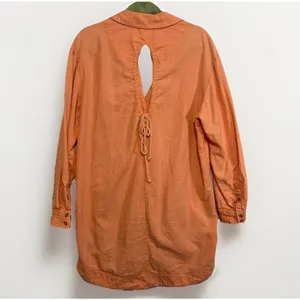 Anthropologie Pilcro Orange Long Sleeve Button Down Shirt Dress Cutout Back Womens Size Med thumbnail 13