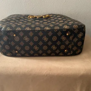 GUESS Black and Brown Monogram Chain-Handle Tote thumbnail 5