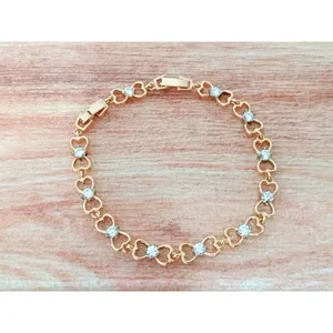 Golden Time Gold-plated Double Heart Bracelet with Cubic Zirconia thumbnail 2