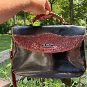 Vintage st. Borse Purse Pocketbook Black Brown Leather? Western thumbnail 7