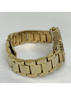 Women’s gold tone watch 38mm round quartz analog mop dial size 7” running thumbnail 6