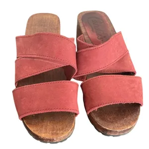 Candies Y2K Red Leather Platform Clogs Womens Size 6 Slide Sandals Lug Soles thumbnail 4
