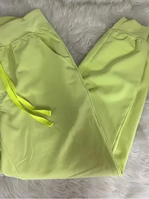 FIGS Zamora High Waisted Jogger Scrub Pants XS Petite Neon Green thumbnail 7