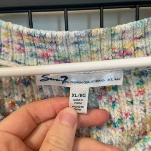 NWOT | Seven7 women’s multicolored plush sweater‎ — XL thumbnail 4