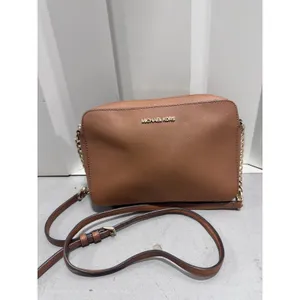 Michael Kors Jet Set East West Crossbody Bag Luggage Saffiano Leather Gold Chain thumbnail 2