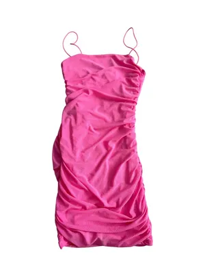 HELLO MOLLY Pink Ruched Cutout Back Stretch Dress Size Small NEW NWT thumbnail 5